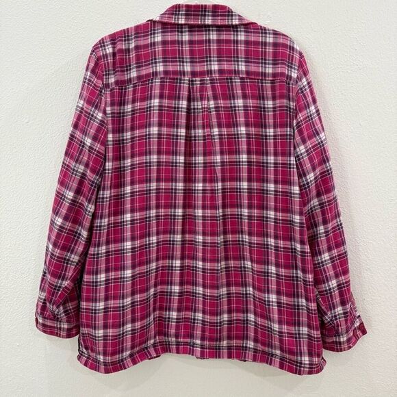 Vintage L.L. Bean Women's XL Oversized Pink Flannel Shacket Jacket Buttoned - Picture 3 of 8